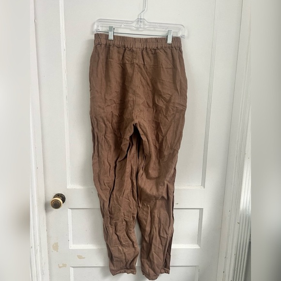CP Shades Casual Elastic Band Linen Lagenlook Brown Pants Size S $202 - Picture 3 of 3